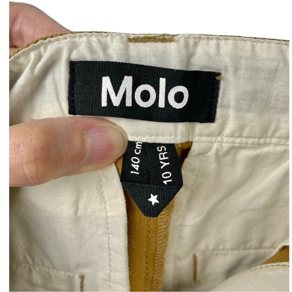 Molo Ace Logo Patch Trousers 100% Cotton Twill in Camel Brown Size 10Y/ 140cm - Picture 7 of 9